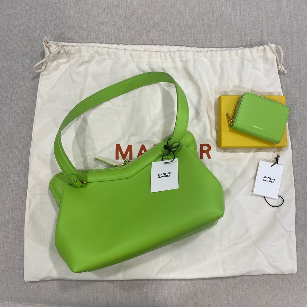 Mansur Gavriel Lime Green Leather Shoulder Bag